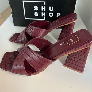 Wine croco, size 8, Shu Shop brand. New, never used.